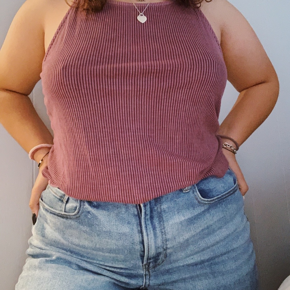 Ribbed purple tank top worn once